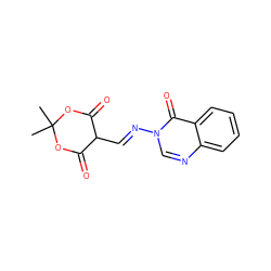 CC1(C)OC(=O)C(/C=N/n2cnc3ccccc3c2=O)C(=O)O1 ZINC000101618797