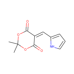 CC1(C)OC(=O)C(=Cc2ccc[nH]2)C(=O)O1 ZINC000000138974