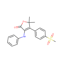 CC1(C)OC(=O)C(Nc2ccccc2)=C1c1ccc(S(C)(=O)=O)cc1 ZINC000026956549