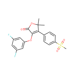 CC1(C)OC(=O)C(Oc2cc(F)cc(F)c2)=C1c1ccc(S(C)(=O)=O)cc1 ZINC000026935113