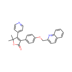 CC1(C)OC(=O)C(c2ccc(OCc3ccc4ccccc4n3)cc2)=C1c1ccncc1 ZINC000095579236