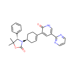 CC1(C)OC(=O)N([C@@H]2CC=C(c3cc(-c4ncccn4)c[nH]c3=O)CC2)[C@H]1c1ccccc1 ZINC000147119008