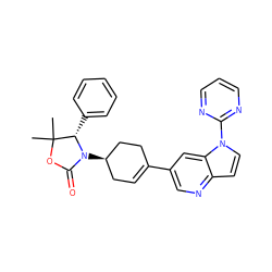 CC1(C)OC(=O)N([C@@H]2CC=C(c3cnc4ccn(-c5ncccn5)c4c3)CC2)[C@H]1c1ccccc1 ZINC000147552731