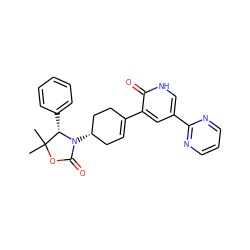 CC1(C)OC(=O)N([C@H]2CC=C(c3cc(-c4ncccn4)c[nH]c3=O)CC2)[C@H]1c1ccccc1 ZINC000147118627