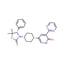 CC1(C)OC(=O)N([C@H]2CC[C@@H](c3c[nH]c(=O)c(-c4ncccn4)c3)CC2)[C@H]1c1ccccc1 ZINC001772617962