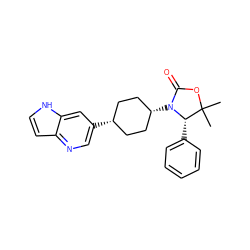 CC1(C)OC(=O)N([C@H]2CC[C@@H](c3cnc4cc[nH]c4c3)CC2)[C@H]1c1ccccc1 ZINC001772589621