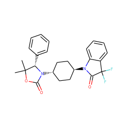 CC1(C)OC(=O)N([C@H]2CC[C@H](N3C(=O)C(F)(F)c4ccccc43)CC2)[C@H]1c1ccccc1 ZINC001772580048