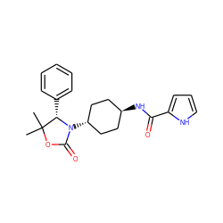 CC1(C)OC(=O)N([C@H]2CC[C@H](NC(=O)c3ccc[nH]3)CC2)[C@H]1c1ccccc1 ZINC001772629233