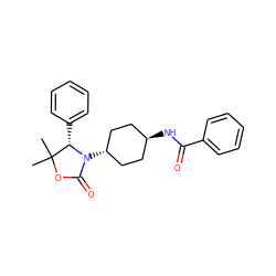 CC1(C)OC(=O)N([C@H]2CC[C@H](NC(=O)c3ccccc3)CC2)[C@H]1c1ccccc1 ZINC001772629706