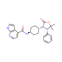 CC1(C)OC(=O)N([C@H]2CC[C@H](NC(=O)c3ccnc4[nH]ccc34)CC2)[C@H]1c1ccccc1 ZINC001772645461