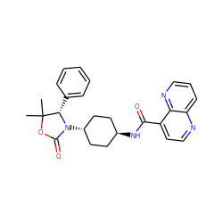 CC1(C)OC(=O)N([C@H]2CC[C@H](NC(=O)c3ccnc4cccnc34)CC2)[C@H]1c1ccccc1 ZINC000299848097