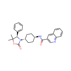 CC1(C)OC(=O)N([C@H]2CC[C@H](NC(=O)c3cnc4ccccc4c3)CC2)[C@@H]1c1ccccc1 ZINC001772619907