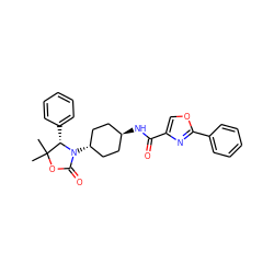 CC1(C)OC(=O)N([C@H]2CC[C@H](NC(=O)c3coc(-c4ccccc4)n3)CC2)[C@H]1c1ccccc1 ZINC001772592641