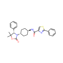 CC1(C)OC(=O)N([C@H]2CC[C@H](NC(=O)c3csc(-c4ccccc4)n3)CC2)[C@H]1c1ccccc1 ZINC001772620368