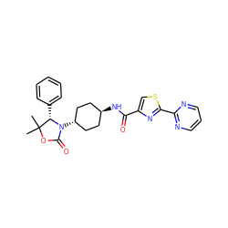 CC1(C)OC(=O)N([C@H]2CC[C@H](NC(=O)c3csc(-c4ncccn4)n3)CC2)[C@H]1c1ccccc1 ZINC001772585001