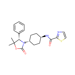 CC1(C)OC(=O)N([C@H]2CC[C@H](NC(=O)c3nccs3)CC2)[C@H]1c1ccccc1 ZINC001772589182