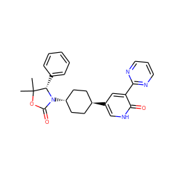 CC1(C)OC(=O)N([C@H]2CC[C@H](c3c[nH]c(=O)c(-c4ncccn4)c3)CC2)[C@H]1c1ccccc1 ZINC001772613182