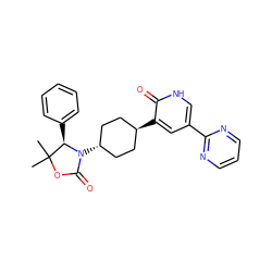 CC1(C)OC(=O)N([C@H]2CC[C@H](c3cc(-c4ncccn4)c[nH]c3=O)CC2)[C@@H]1c1ccccc1 ZINC001772607286