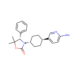 CC1(C)OC(=O)N([C@H]2CC[C@H](c3ccc(N)nc3)CC2)[C@H]1c1ccccc1 ZINC000299846551