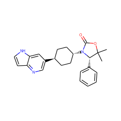 CC1(C)OC(=O)N([C@H]2CC[C@H](c3cnc4cc[nH]c4c3)CC2)[C@H]1c1ccccc1 ZINC001772640442