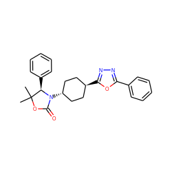 CC1(C)OC(=O)N([C@H]2CC[C@H](c3nnc(-c4ccccc4)o3)CC2)[C@@H]1c1ccccc1 ZINC001772588376