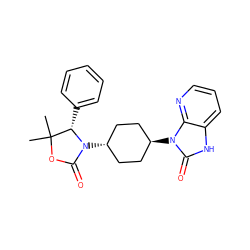 CC1(C)OC(=O)N([C@H]2CC[C@H](n3c(=O)[nH]c4cccnc43)CC2)[C@H]1c1ccccc1 ZINC000299849094