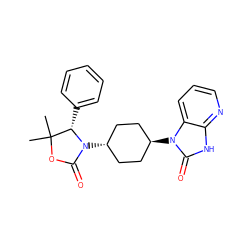 CC1(C)OC(=O)N([C@H]2CC[C@H](n3c(=O)[nH]c4ncccc43)CC2)[C@H]1c1ccccc1 ZINC000299848341