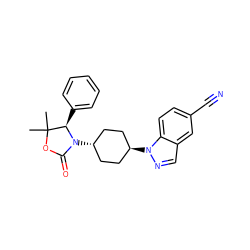 CC1(C)OC(=O)N([C@H]2CC[C@H](n3ncc4cc(C#N)ccc43)CC2)[C@@H]1c1ccccc1 ZINC001772651759