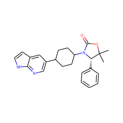 CC1(C)OC(=O)N(C2CCC(c3cnc4[nH]ccc4c3)CC2)[C@H]1c1ccccc1 ZINC000218051620