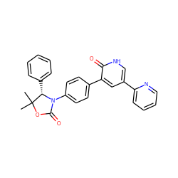 CC1(C)OC(=O)N(c2ccc(-c3cc(-c4ccccn4)c[nH]c3=O)cc2)[C@H]1c1ccccc1 ZINC000218056395