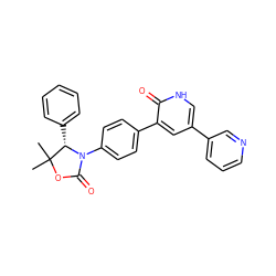 CC1(C)OC(=O)N(c2ccc(-c3cc(-c4cccnc4)c[nH]c3=O)cc2)[C@H]1c1ccccc1 ZINC000147053890