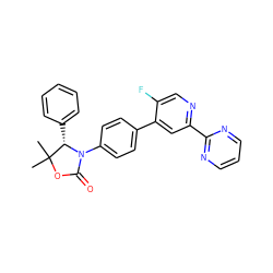 CC1(C)OC(=O)N(c2ccc(-c3cc(-c4ncccn4)ncc3F)cc2)[C@H]1c1ccccc1 ZINC000147005699