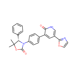 CC1(C)OC(=O)N(c2ccc(-c3cc(-c4ncco4)c[nH]c3=O)cc2)[C@H]1c1ccccc1 ZINC000147142115