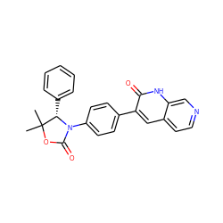 CC1(C)OC(=O)N(c2ccc(-c3cc4ccncc4[nH]c3=O)cc2)[C@H]1c1ccccc1 ZINC000147586178