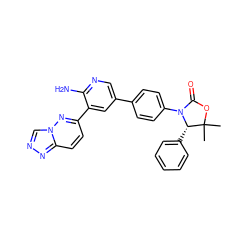 CC1(C)OC(=O)N(c2ccc(-c3cnc(N)c(-c4ccc5nncn5n4)c3)cc2)[C@H]1c1ccccc1 ZINC000147478947