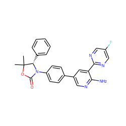 CC1(C)OC(=O)N(c2ccc(-c3cnc(N)c(-c4ncc(F)cn4)c3)cc2)[C@H]1c1ccccc1 ZINC000147055491