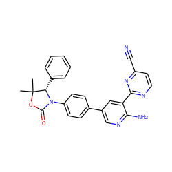 CC1(C)OC(=O)N(c2ccc(-c3cnc(N)c(-c4nccc(C#N)n4)c3)cc2)[C@H]1c1ccccc1 ZINC000146996230