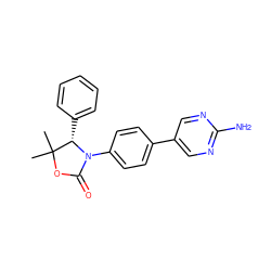 CC1(C)OC(=O)N(c2ccc(-c3cnc(N)nc3)cc2)[C@H]1c1ccccc1 ZINC000147100735