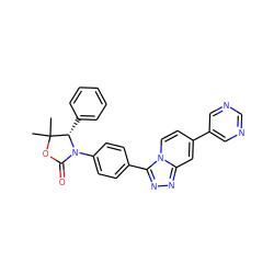 CC1(C)OC(=O)N(c2ccc(-c3nnc4cc(-c5cncnc5)ccn34)cc2)[C@H]1c1ccccc1 ZINC000147494223