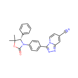 CC1(C)OC(=O)N(c2ccc(-c3nnc4cc(C#N)ccn34)cc2)[C@H]1c1ccccc1 ZINC000147537720