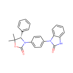 CC1(C)OC(=O)N(c2ccc(-n3c(=O)[nH]c4ccccc43)cc2)[C@H]1c1ccccc1 ZINC000147736087