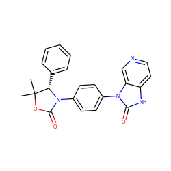 CC1(C)OC(=O)N(c2ccc(-n3c(=O)[nH]c4ccncc43)cc2)[C@H]1c1ccccc1 ZINC000147565660