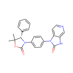 CC1(C)OC(=O)N(c2ccc(-n3c(=O)[nH]c4cnccc43)cc2)[C@H]1c1ccccc1 ZINC000147636438