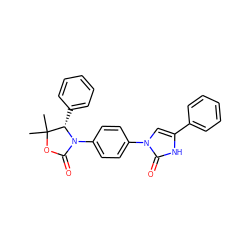 CC1(C)OC(=O)N(c2ccc(-n3cc(-c4ccccc4)[nH]c3=O)cc2)[C@H]1c1ccccc1 ZINC000147499692