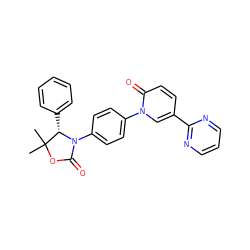 CC1(C)OC(=O)N(c2ccc(-n3cc(-c4ncccn4)ccc3=O)cc2)[C@H]1c1ccccc1 ZINC000218050104