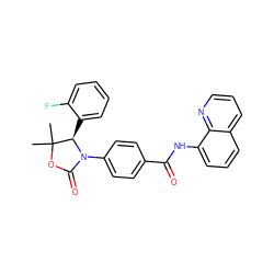 CC1(C)OC(=O)N(c2ccc(C(=O)Nc3cccc4cccnc34)cc2)[C@@H]1c1ccccc1F ZINC000147070036