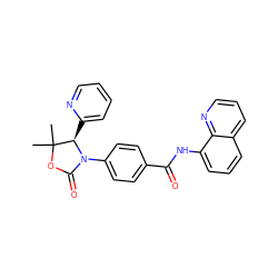 CC1(C)OC(=O)N(c2ccc(C(=O)Nc3cccc4cccnc34)cc2)[C@@H]1c1ccccn1 ZINC000146972535