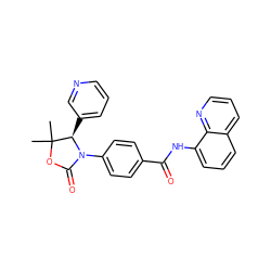 CC1(C)OC(=O)N(c2ccc(C(=O)Nc3cccc4cccnc34)cc2)[C@@H]1c1cccnc1 ZINC000147000103