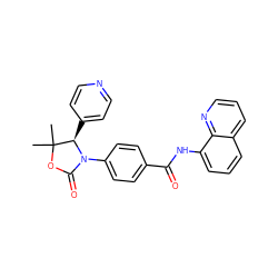 CC1(C)OC(=O)N(c2ccc(C(=O)Nc3cccc4cccnc34)cc2)[C@@H]1c1ccncc1 ZINC000147022056