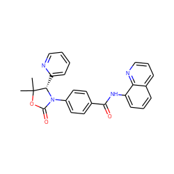 CC1(C)OC(=O)N(c2ccc(C(=O)Nc3cccc4cccnc34)cc2)[C@H]1c1ccccn1 ZINC000146970795